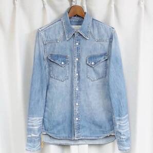 ◆名作定番◆REMI RELIEF レミレリーフ デニム ウエスタン シャツ ヴィンテージ加工 インディゴ ブルー 日本製 S アーカイブ 90s Y2K 古着