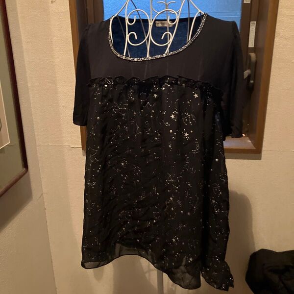アクシーズファム星プリントカットソーm黒