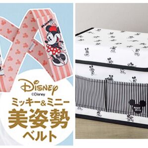 【付録】ミッキーマウスデザイン 収納ボックス▼ ミッキー & ミニー 美姿勢&エクササイズ 2WAYゴムベルト