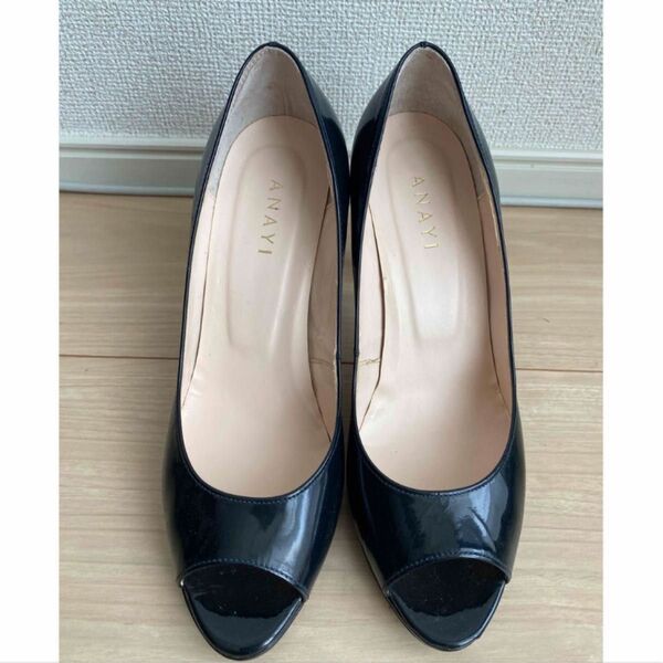 美品 ANAYI アナイ 美脚オープントゥパンプス 24
