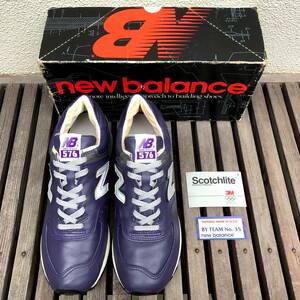 90s USA製 オリジナル NEW BALANCE M576PU US10 フットロッカー別注 ビンテージ 日本限定 パープル×グレー オールレザー NB スニーカー