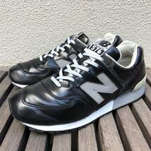 NB公式リペア済 廃番 USA製 NEW BALANCE M576K BLACK US8.5D 26.5cm ガラスレザー 中古 ビンテージ アメリカ米国製 ブラック×グレー_画像2