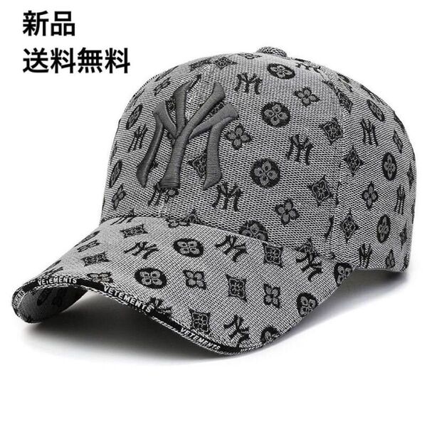 激レア物★新品 NYモノグラムロゴ グレー ベースボールキャップ CAP 帽子 ストリート好きな方へオススメ \SALE開催中/