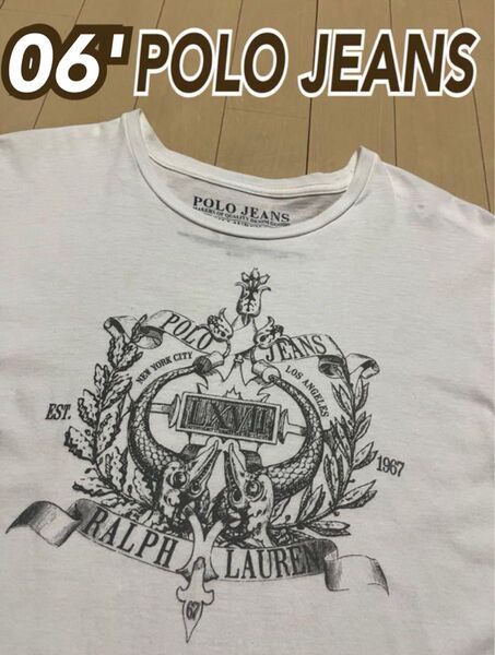 【ビンテージ】06' POLO JEANS Tシャツ シングルステッチ M相当 Y2K ポロジーンズ ポロラルフローレン RRL