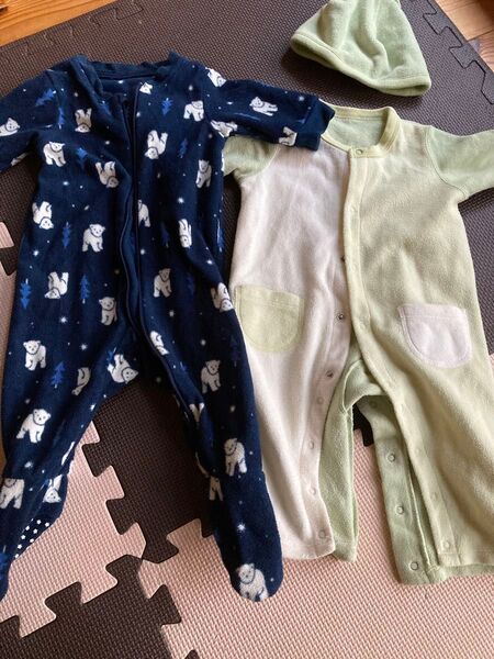 ユニクロ フリース ロンパース カバーオール 60cm 2枚 男の子 女の子