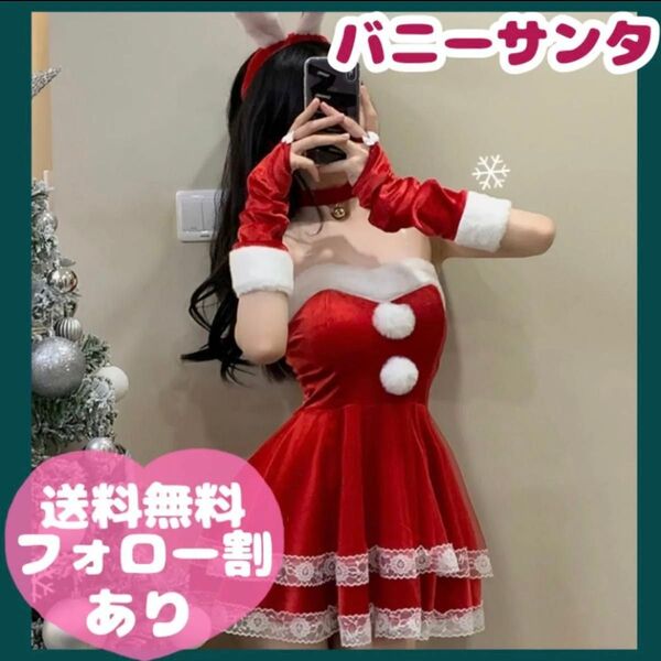 大人気★新品★コスプレ クリスマス サンタ レース チョーカー ミニスカ うさ耳 うさぎ カチューシャ リボン パーティ イベント