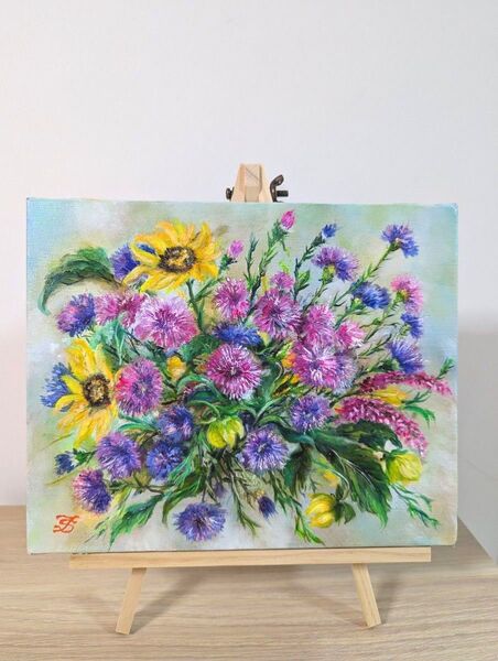 油絵 F4キャンバス 花の絵 静物画 風景画 painterTMK真筆