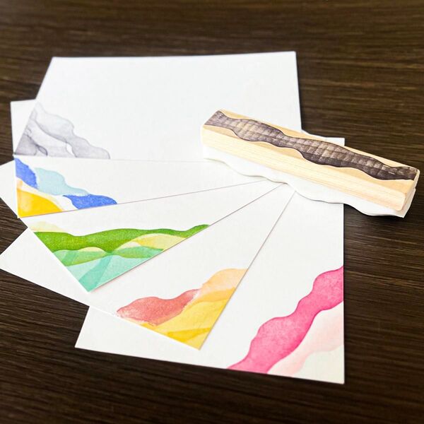 継ぎ紙風はんこ 水墨画 切り継ぎ 和柄 和風 消しゴムはんこ スタンプ
