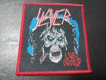 SLAYER 刺繍パッチ ワッペン live undead 赤枠 / anthrax metallica sodom destruction kreator exodus possessed s.o.d. testament_画像1