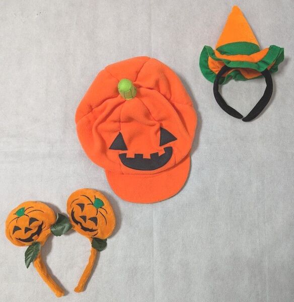 ハロウィン かぼちゃ キャップ カチューシャ 3点セット コスチューム