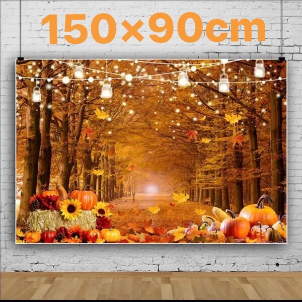【タペストリー】 150×90 紅葉 ハロウィン 秋 背景 かぼちゃ ひまわり