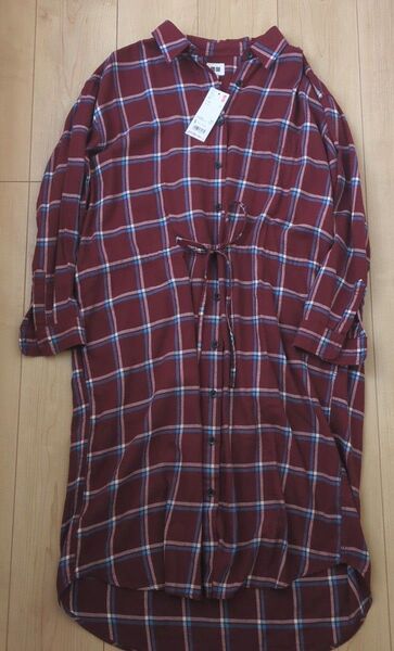 UNIQLO フランネル ロングシャツ ワンピース