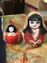 郷土玩具 土人形 日本人形 一対 青い目の人形_画像1