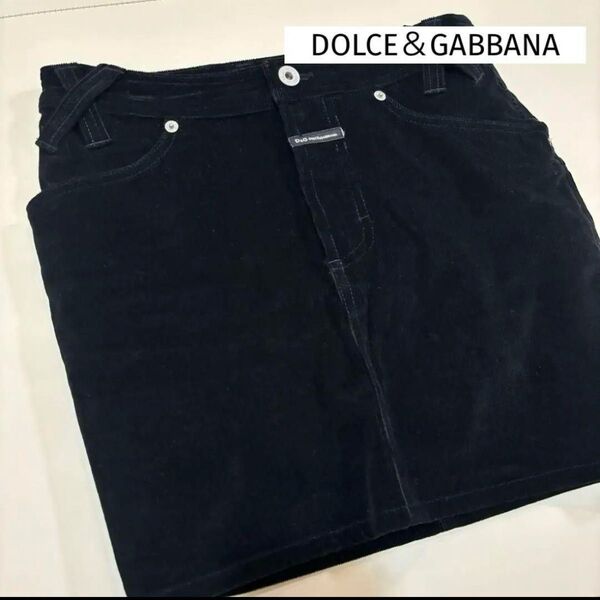D&G ミニスカート コーデュロイ 黒 38 シンプル ギャル