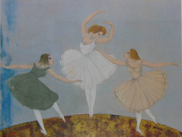 Tsuguharu Foujita, tres bailarines, Edición en el extranjero, extremadamente raro, razonado, Nuevo con marco, Ara, Cuadro, Pintura al óleo, Retratos