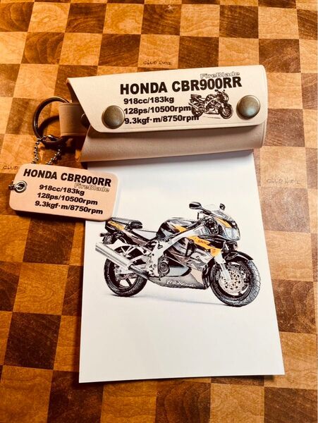本革レザーキーケース CBR900RR ファイアブレード オリジナルレザーキーケース