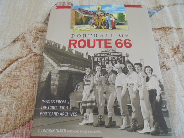 洋書USA　ルート66　Route 66　ポートレート　写真とイラスト　絵葉書　カード　沿道の施設　ダイナー　モーテル　ガススタンド　風景　