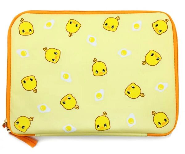 チキンラーメンひよこちゃん タブレットケース ポーチ たまご柄 iPad Pro 11インチ対応 3ポケット ペンホルダー付き