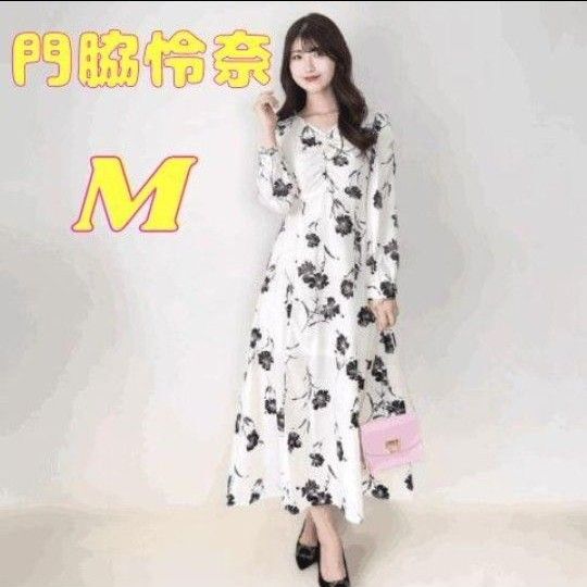 新品未使用タグ付き】門脇伶奈☆コラボ 完売ワンピ 花柄ワンピース ホワイト M 限定ワンピ