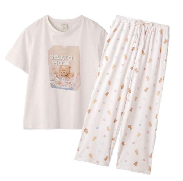 ジェラートピケ ジェラピケ シリアル ベア Tシャツ&ロングパンツ ピンク