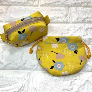 No.86 ハンドメイド ミニキャラメルポーチ&ミニ巾着