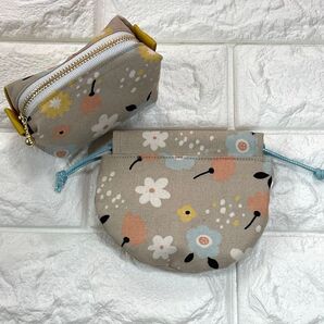 No.85 ハンドメイド ミニキャラメルポーチ&ミニ巾着