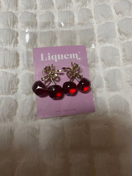 Liquem リキュエム Ribbonチェリーピアス クリアレッド