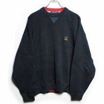 90's トミーヒルフィガー クルーネック コットンニットセーター (ＸＬ) 紺 ネイビー tommy hilfiger_画像2