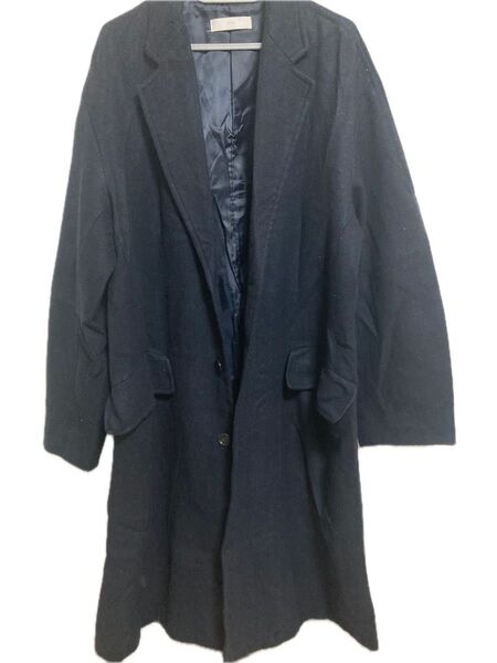 【WYM LIDNM】PE MELTON WIDE CHESTER COAT ネイビー