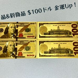 【2枚入り】稀少品&新商品 $100ドル 超キラキラ金箔100㌦ 2024年金運財運UP !!金運アップ!!