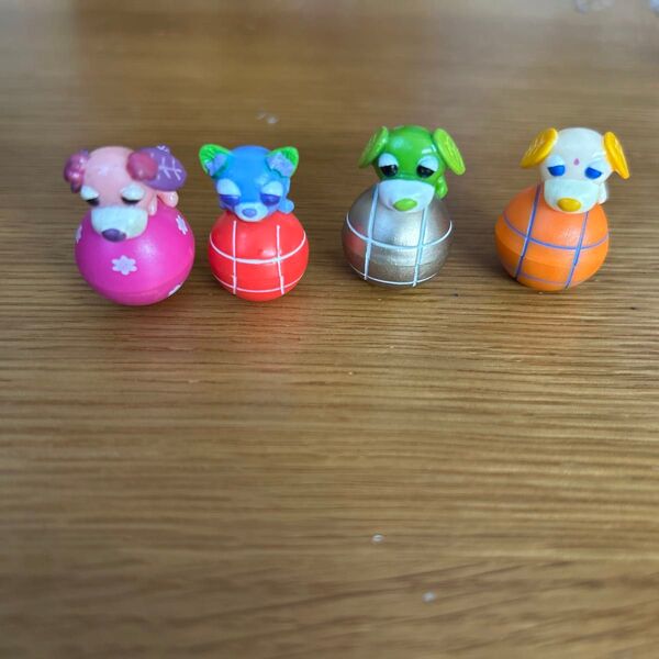 お茶犬 お茶猫 起き上がりこぶし 4個セット 非売品