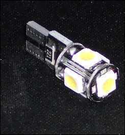 【新品】SMD LED T10 白/ホワイト SMDチップ×5個 12V 広角 拡散 電極部幅広