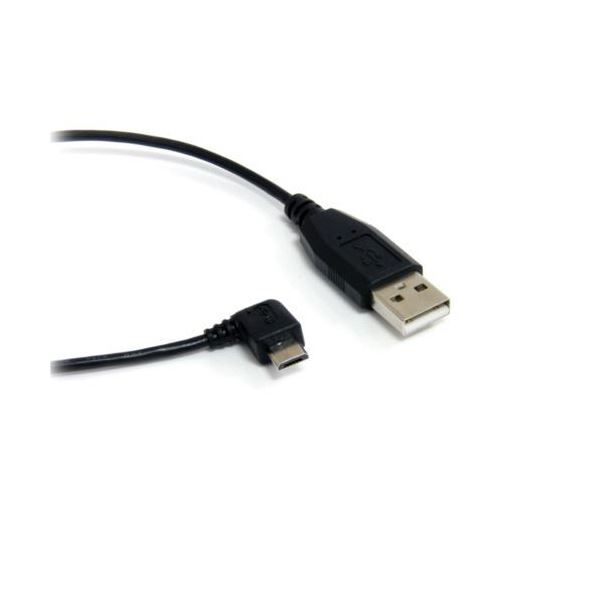 【新品】(まとめ) StarTech.com microUSB変換ケーブル 右向きL型 1.8m USB A(オス)ーUSB microB(オス)ブラ