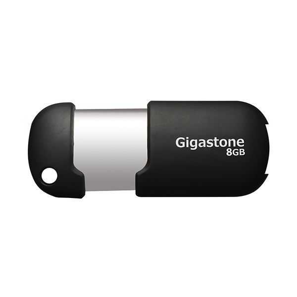 【新品】(まとめ) GigastoneUSB2.0フラッシュメモリ スライド式 8GB ブラック/シルバー GJU28GSLJ 1個 〔×5セット〕