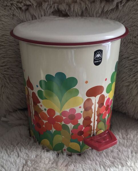 未使用動作品 ママポッド 花かごシリーズ MAMA POT ペダル式ゴミ箱 コンドル 8L 山崎産業 ☆ 昭和レトロ 当時物 ポップ ビンテージ