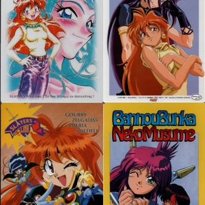 ☆ムービック&角川・SLAYERS&万能文化猫娘・林原めぐみ系下敷き4点・当時モノアニメグッズ・あらいずみるい・神坂一・高田裕三