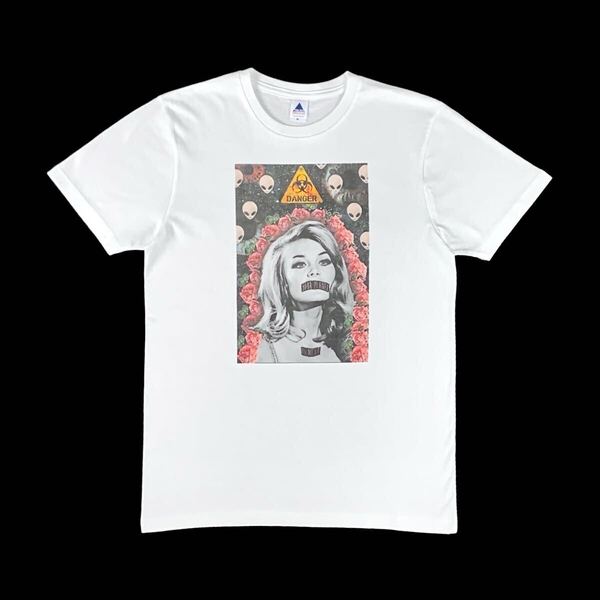 新品 セクシー ブロンドウーマン ローズ 薔薇 バラ 宇宙人 バイオハザード コズミック カオス レトロアート Tシャツ オーバーサイズ XL(LL)