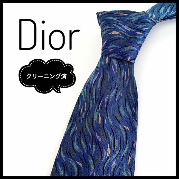 Christian Dior クリスチャン ディオール ネクタイ 総柄 ネイビー メンズ