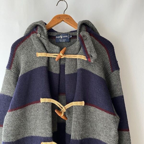 90s Polo by Ralph Lauren ボーダー ウール ダッフルコート ニット M ビンテージ 90年代 ポロ ラルフローレン セーター ヴィンテージ