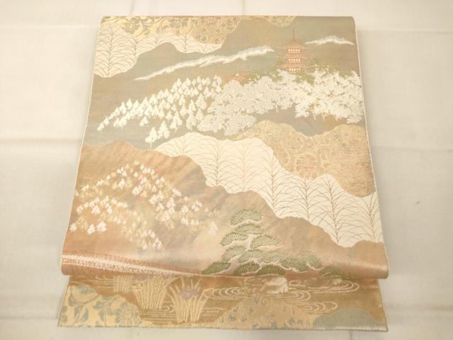 西陣-服部織物謹製」 こはく錦製造元 正絹 最高級品 袋帯