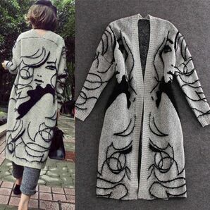 FREE SIZE 色目良し!デザイン良し!ロングカーディガン 可愛い 秋冬
