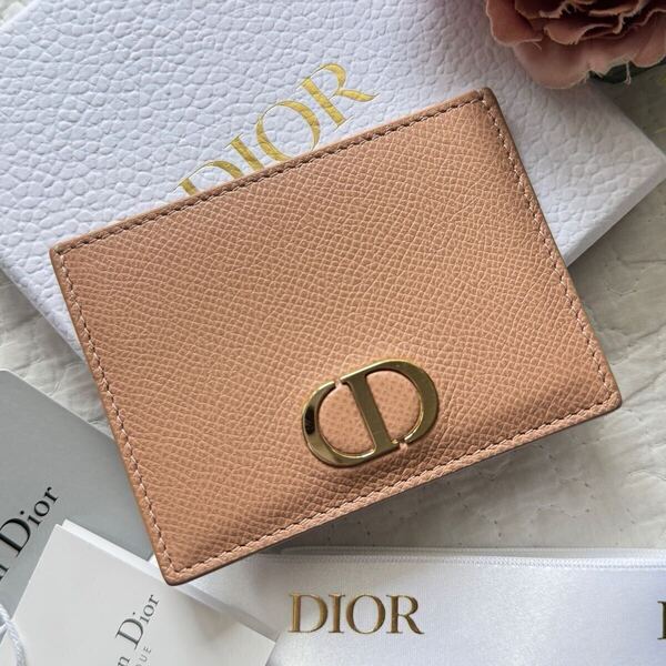 美品■ChristianDior 30 MONTAIGNE カードケース クリスチャンディオール 30 カードケース パスケース 名刺入れ ピンク ゴールド金具