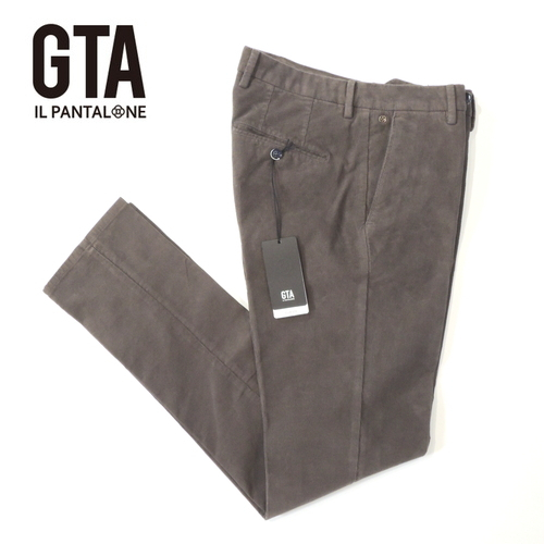 【50%OFF・新品・44】 GTA(ジーティーアー) NIKKO ストレッチコットンコーデュロイ ガーメントダイノープリーツパンツ グレー 28480-936