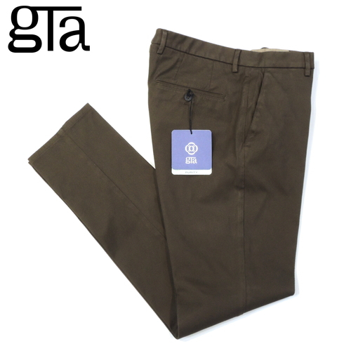 【50%OFF・新品・48】 GTA(ジーティーアー)NIKKO ストレッチコットンツイル ガーメントダイノープリーツパンツ オリーブ 28520-618H