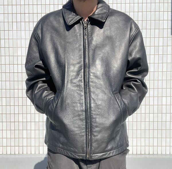 PERRY ELLIS キルティングレザージャケットL VINTAGEブラック