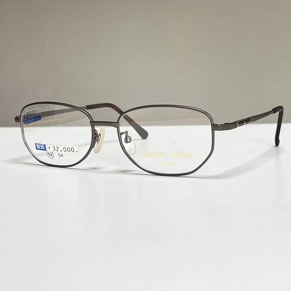 未使用品◆HARDY AMIES ハーディエイミス 眼鏡フレーム メガネ 52□16-140 ブラウン メンズ 男性用 軽量 チタン