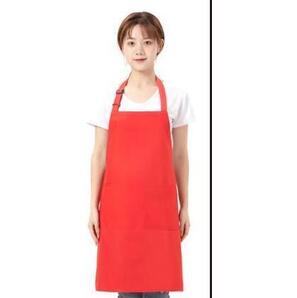撥水加工 エプロン 首掛け レッド
