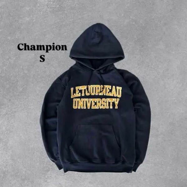 Champion チャンピオン パーカー カレッジロゴ 古着 ネイビー S