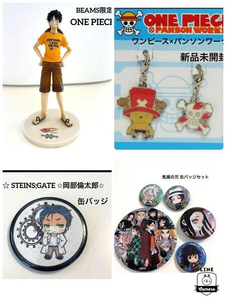 ONE PIECE 鬼滅の刃 缶バッジセット まとめ売り おまけ付き
