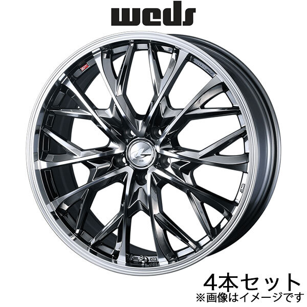 レオニスMV ウィッシュ 10系 17インチ アルミホイール 4本 ブラックメタルコート/ミラーカット 0041724 WEDS LEONIS MV